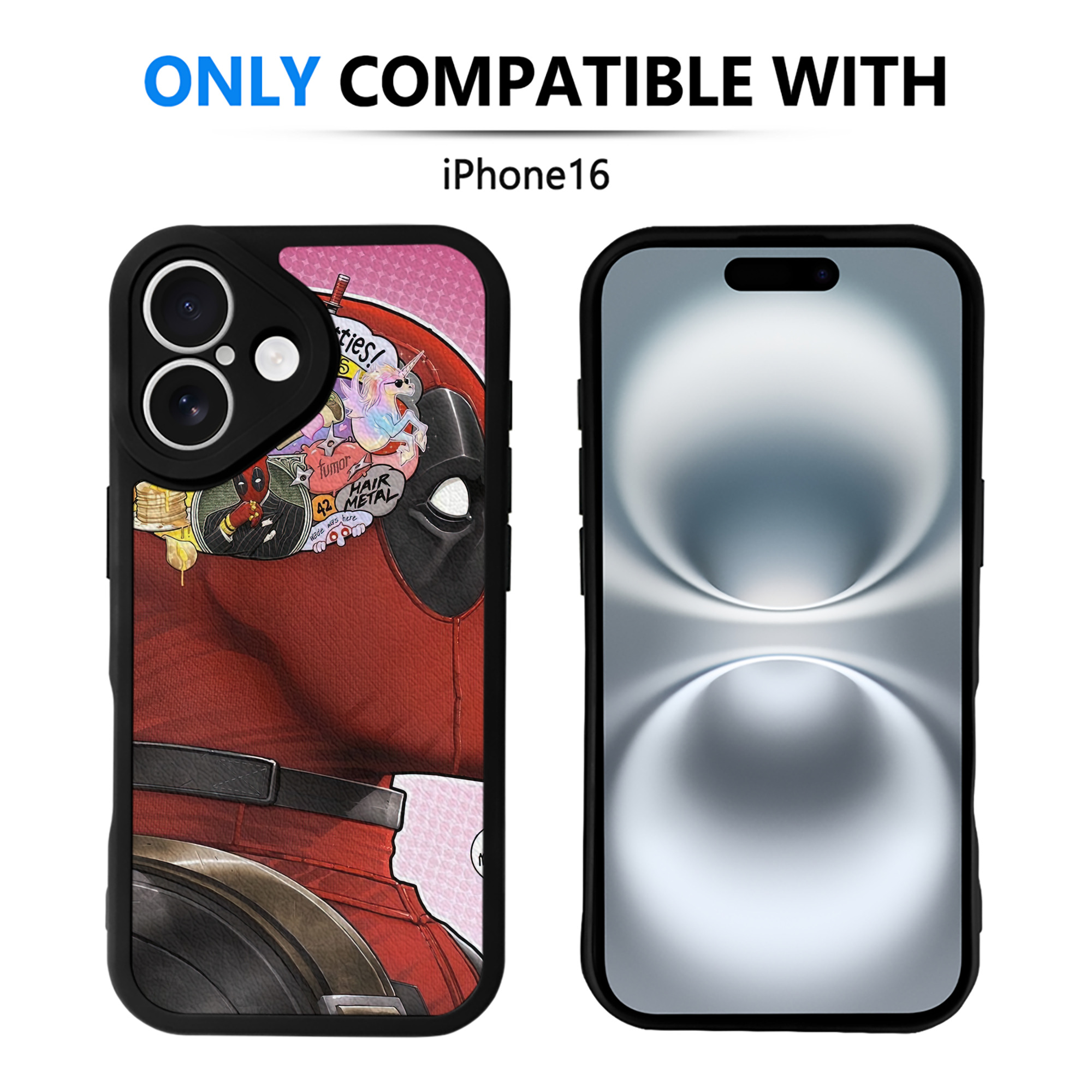 （画像用） Deadpool デッドプール 【iPhone 16シリーズ対応】シリコンスマホケース（レザー調） 材質：シリコン